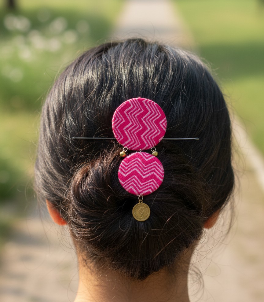 Pink Zigzag Boho Hair Pin