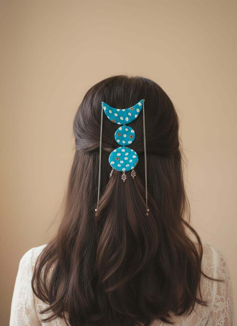 Turquoise Lunar Charm Hair Accessory
