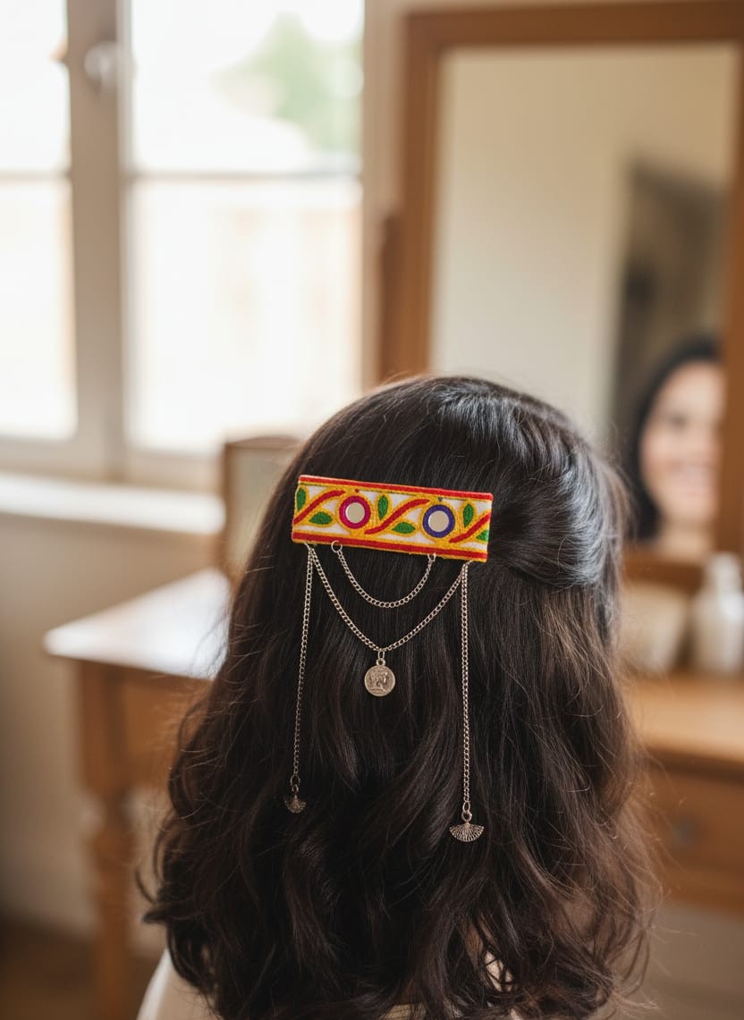 Ethnic Mirror Chain Hair Accessory