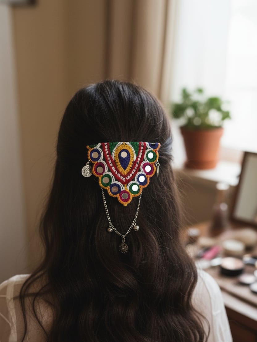 Mirror Chain Ethnic Hair Clip