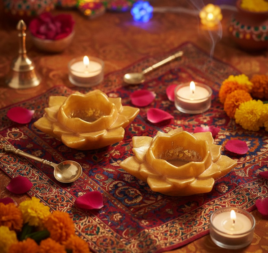 Golden Lotus Diya