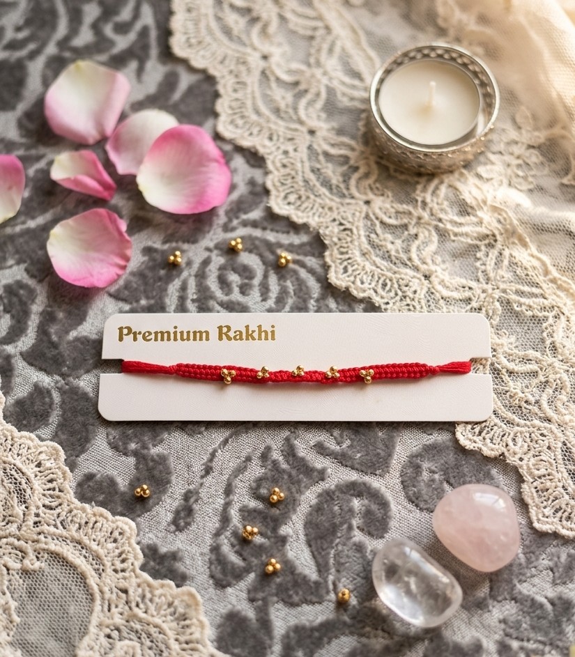 Premium Minimal Gold Bead Rakhi