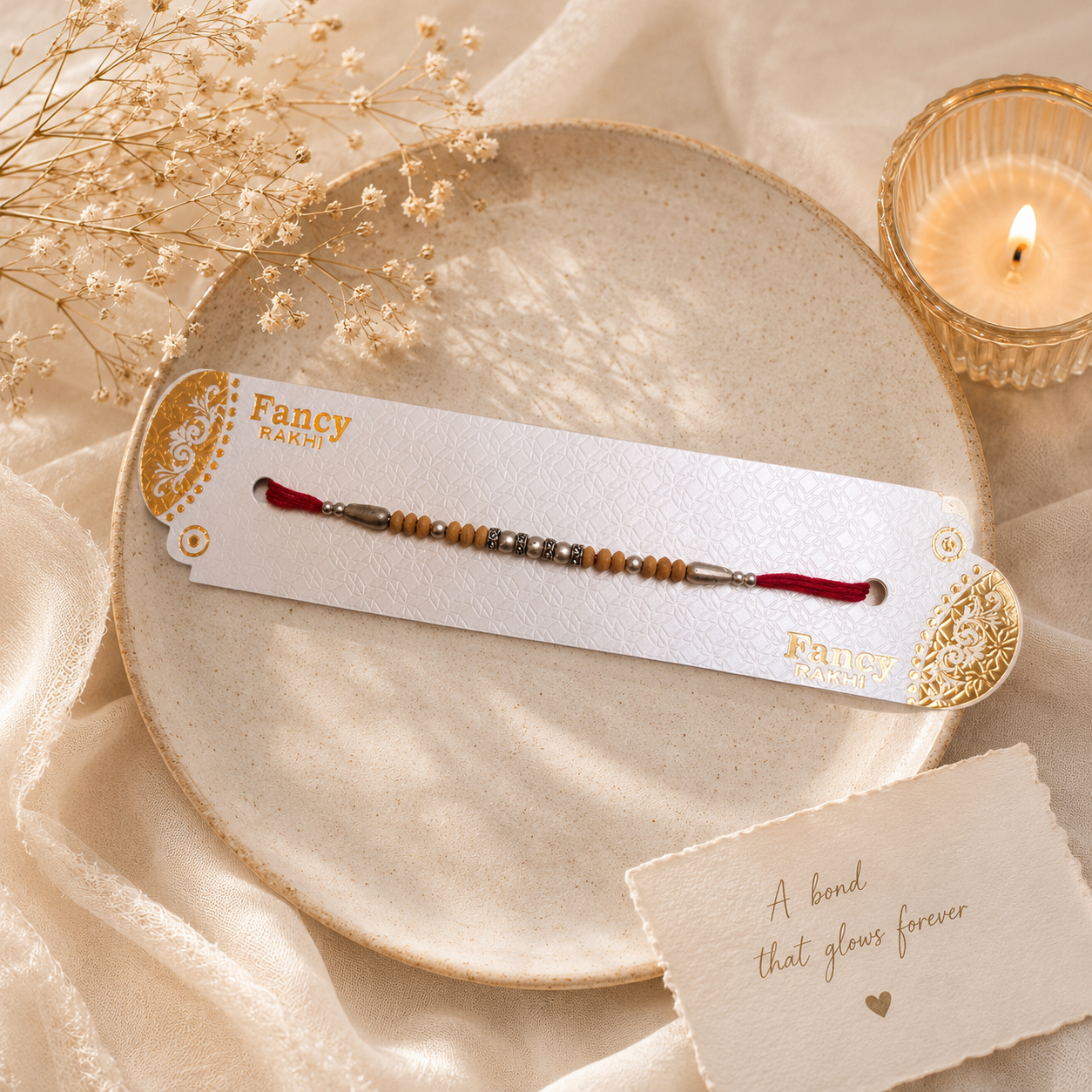 Fancy Wooden Bead Designer Rakhi