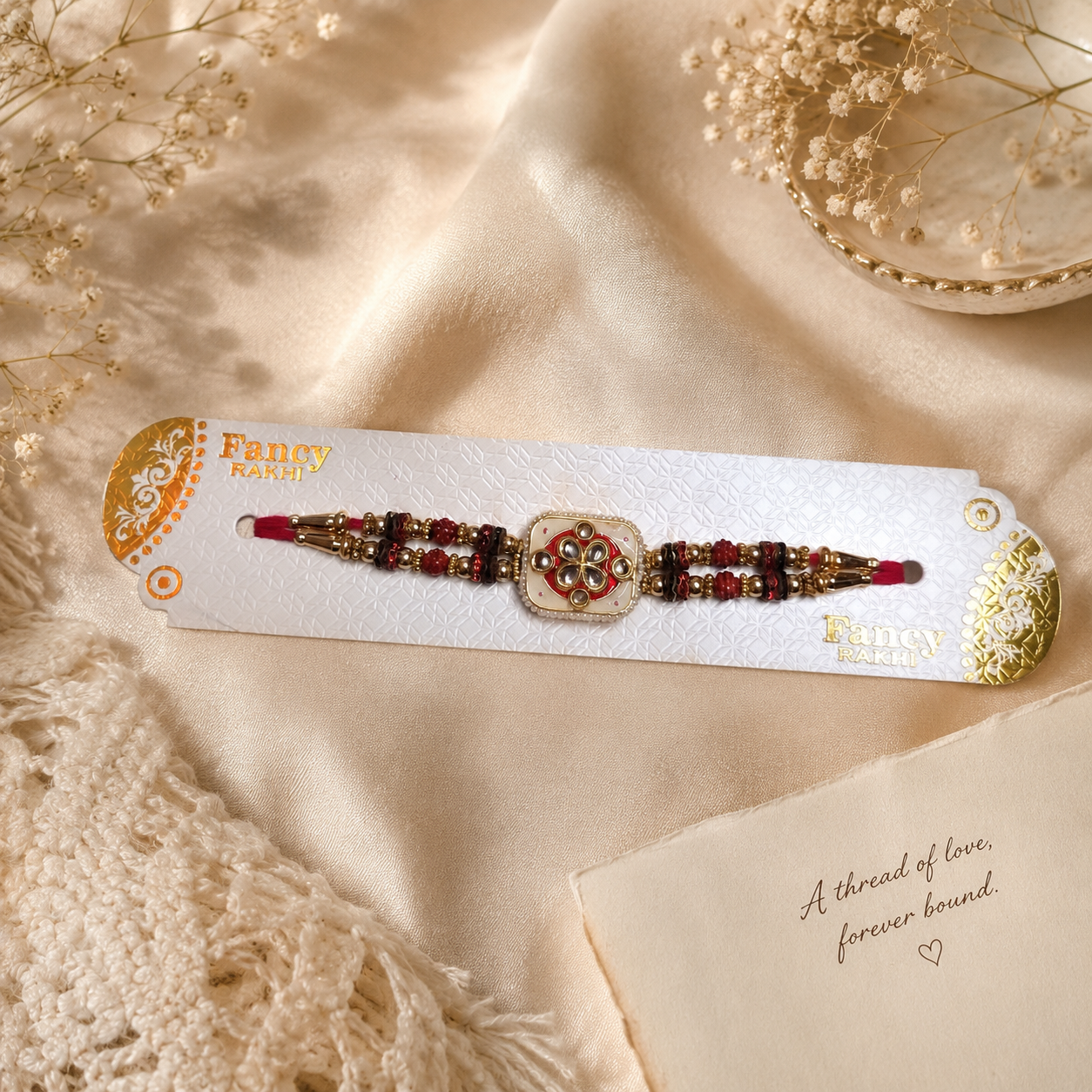 Fancy Floral kundan rakhi