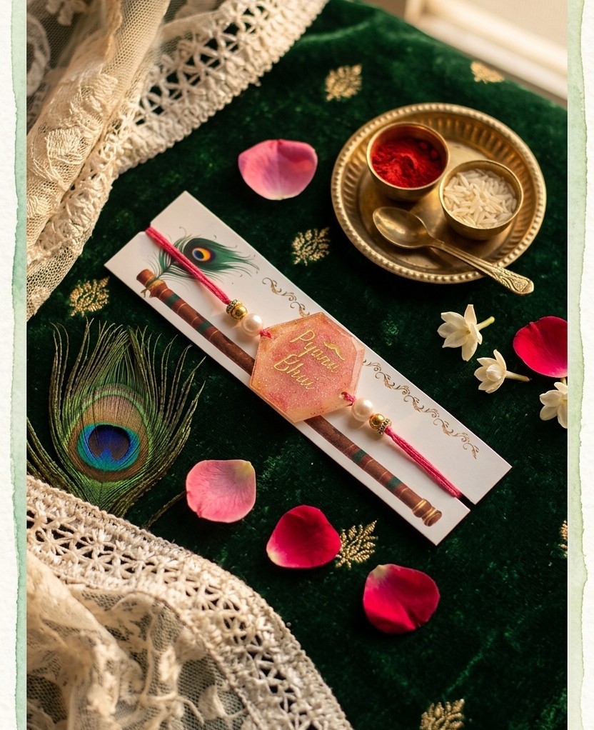 Handcrafted  Rakhi with Pearl Accents